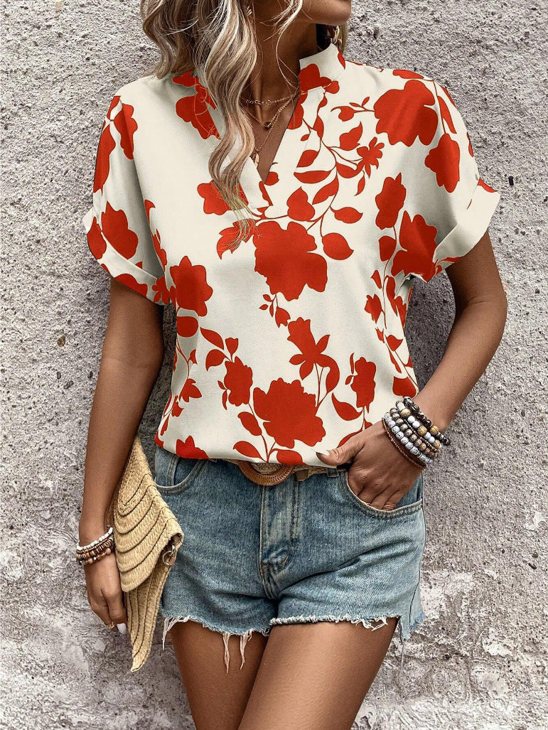Isabelle – Koszula z krótkim rękawem i nadrukiem kwiatowym 